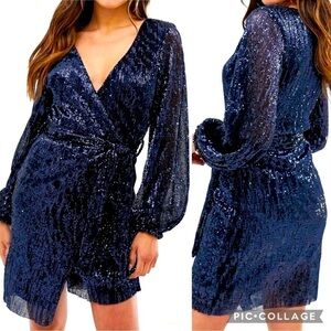 Club L London Navy Sequin Mini Dress